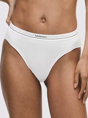 Lululemon Stretch Cotton Ribbed Logo Super-High-Rise Bikini Underwear White